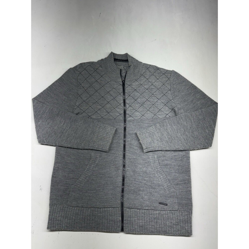 Smartwool Full Zip Jacket Gray Geometric Argyle Diamond Merino Wool Mens Medium